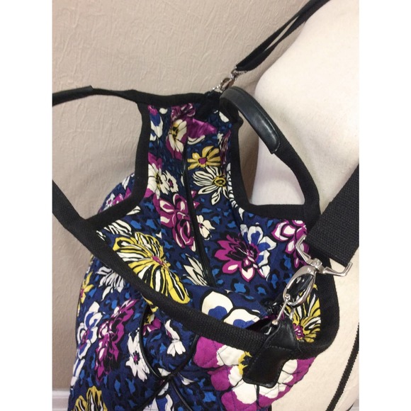 Vera Bradley Carryall Travel Shoulder Bag Suitcase African Violet Floral 18"x12" - Picture 6 of 15